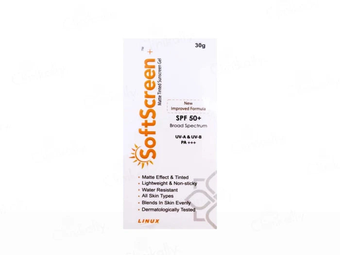 Softscreen+ Matte Tinted Sunscreen Gel SPF 50+ PA+++, 30gm
