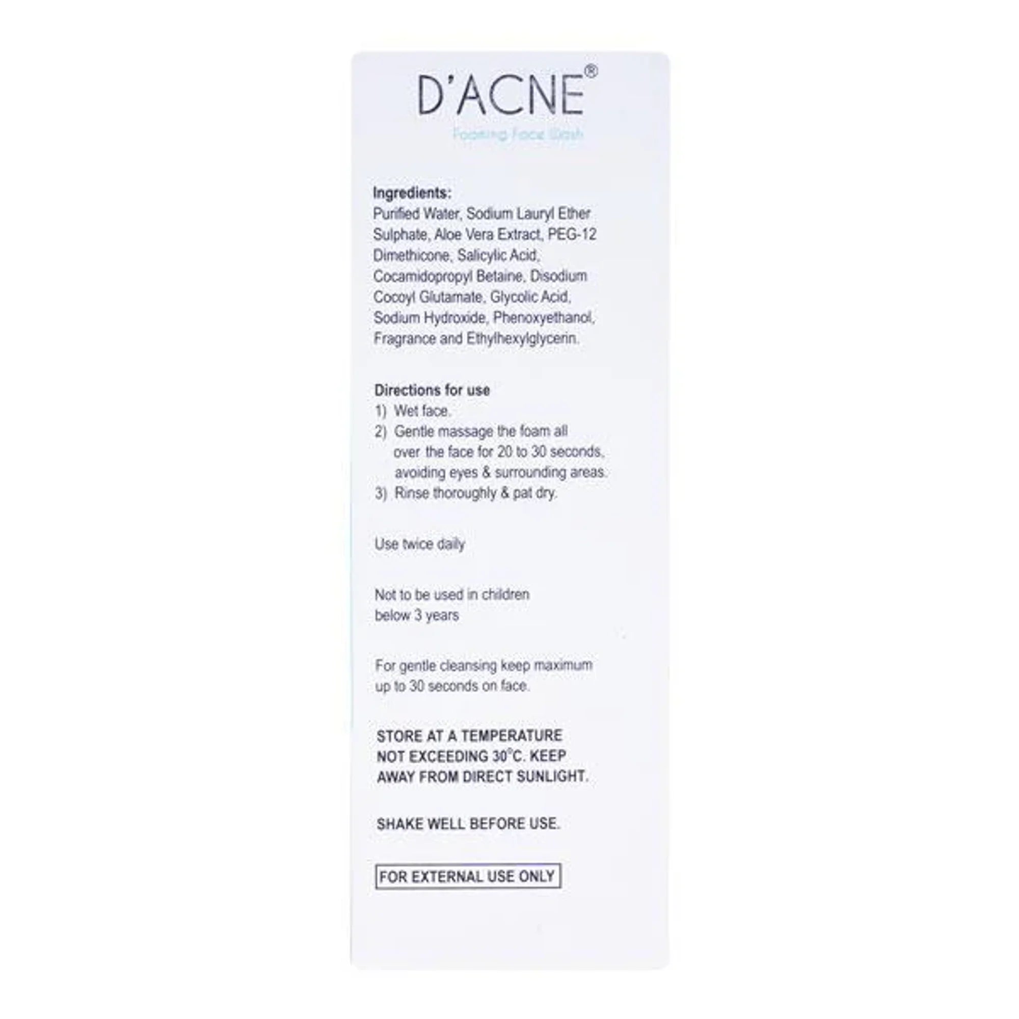 D Acne Foaming Face Wash, 60ml