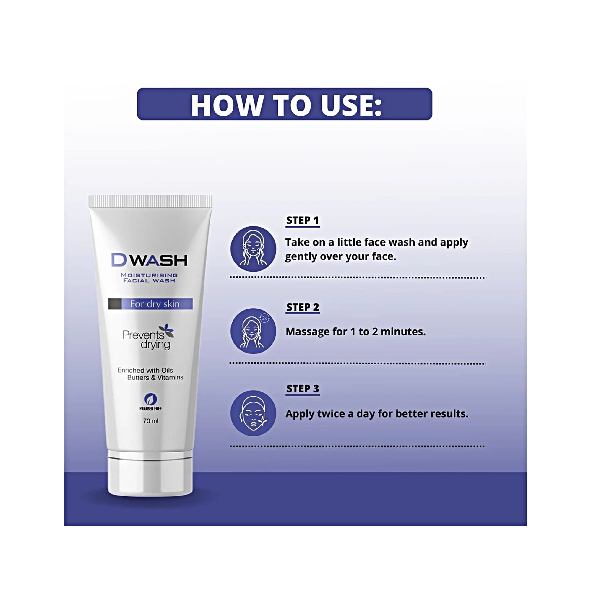 DWash Moisturising Facial Wash For Dry Skin 70ml