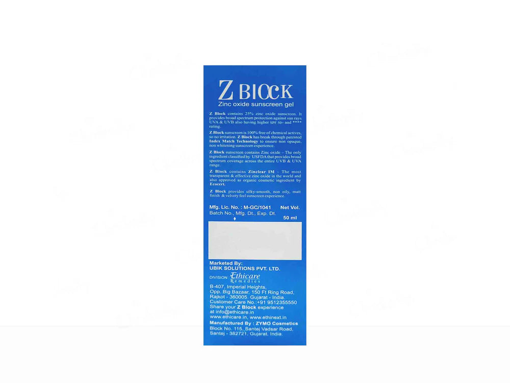 Z Screen Zinc Oxide Sunscreen Gel SPF 50+ PA+++